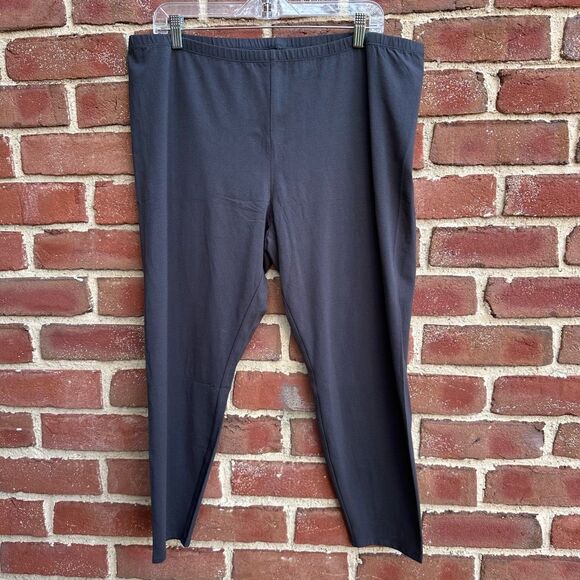 Eileen Fisher Stretch Organic Cotton Ankle Leggings graphite gray 2X - Picture 1 of 8